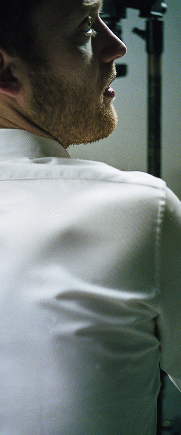 Diamond Dobby(white)シャツの着用2