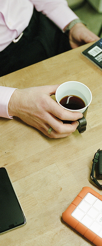 Peruvianpima Dobby Stripe(pink)シャツの着用2