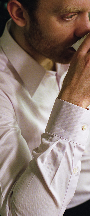 Peruvianpima Dobby Stripe(pink)シャツの着用3