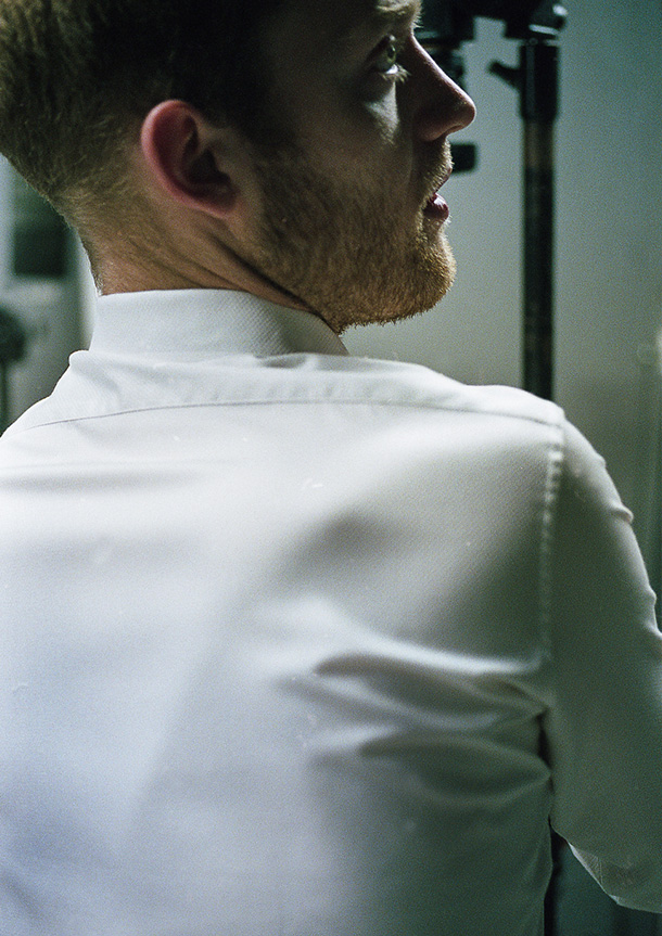 Diamond Dobby(white)シャツの着用2