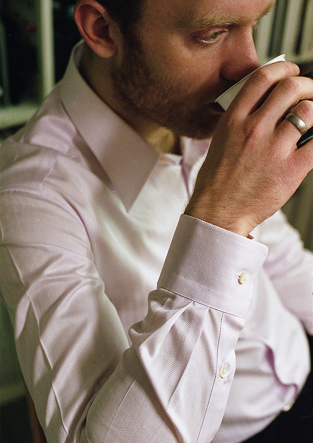 Peruvianpima Dobby Stripe(pink)シャツの着用3