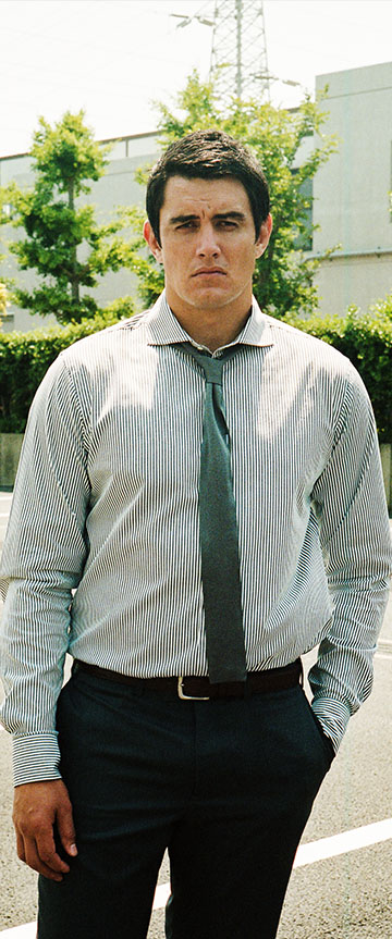 London Stripe(black white)シャツの着用2