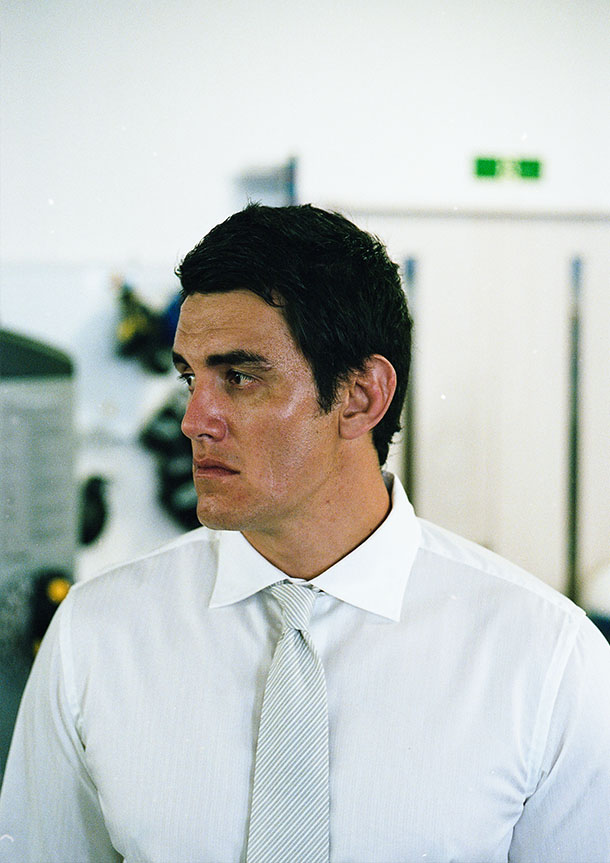 Fair Dobby Stripe(white)シャツの着用2