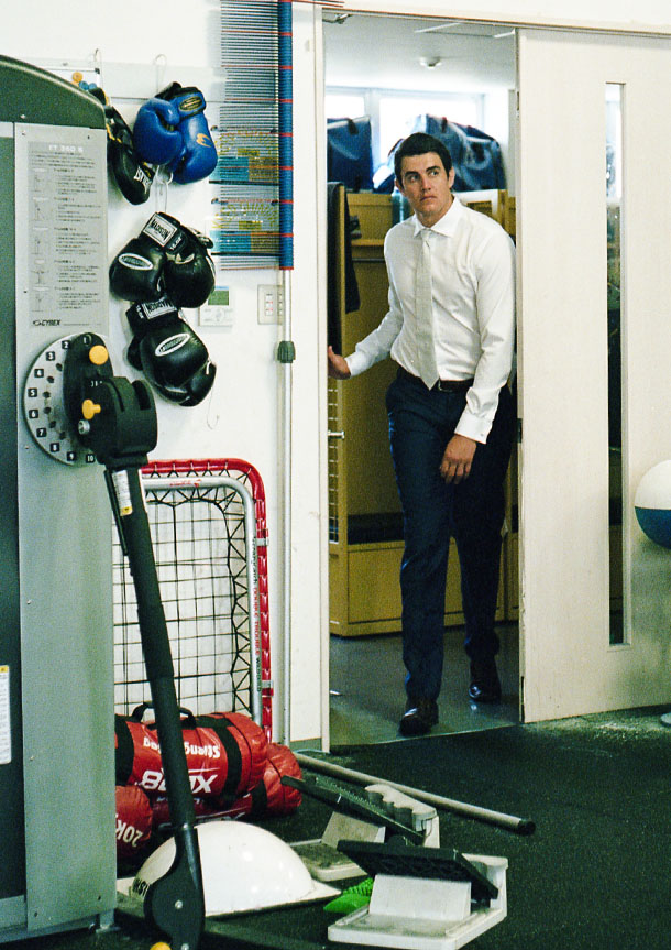 Fair Dobby Stripe(white)シャツの着用3