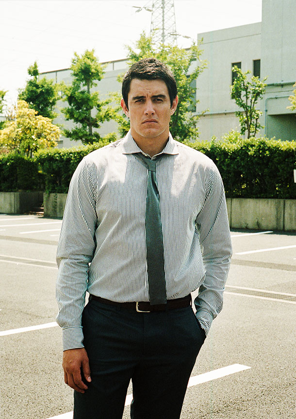 London Stripe(black white)シャツの着用2