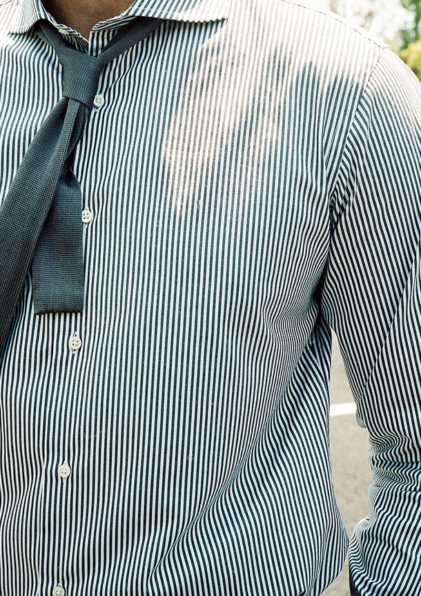 London Stripe(black white)シャツの着用3