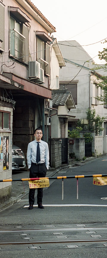 London Stripe(blue white)シャツの着用2