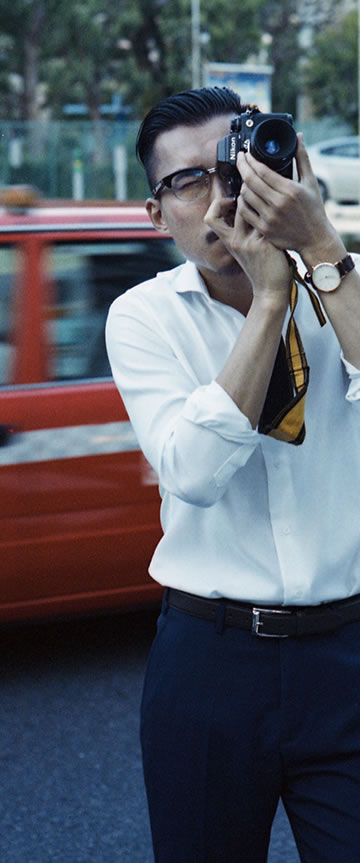 Dressy Twill(white)シャツの着用3