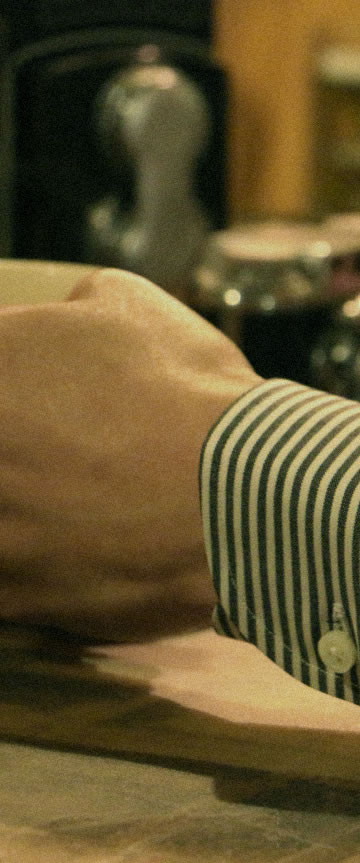 London Stripe(black white)シャツの着用3