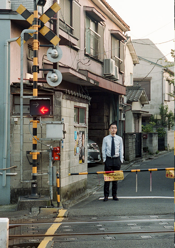 London Stripe(blue white)シャツの着用2