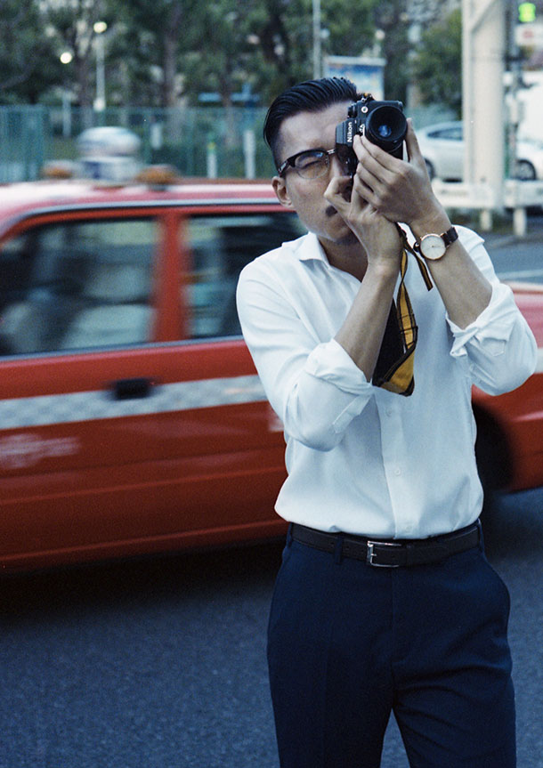 Dressy Twill(white)シャツの着用3