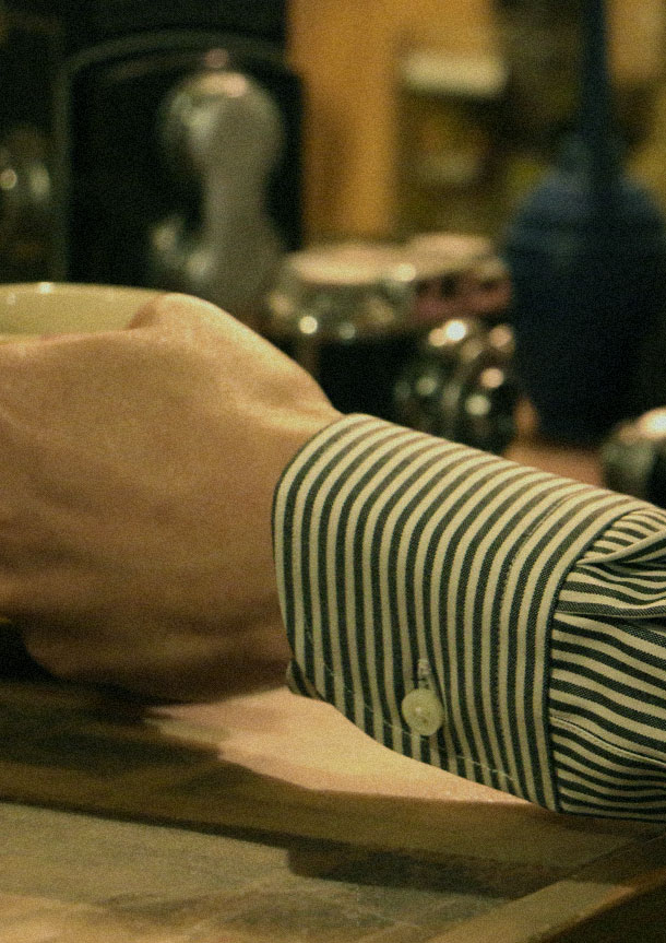 London Stripe(black white)シャツの着用3