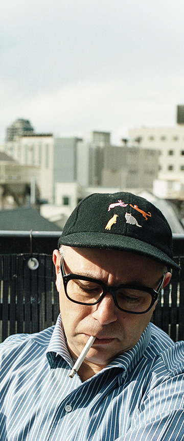 Pencil Stripe(blue white)シャツの着用3