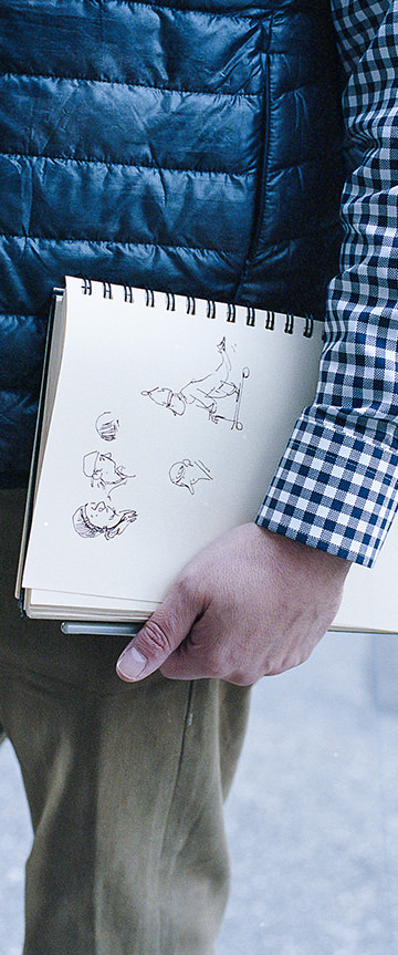 Soft Gingham Check(black white)シャツの着用2