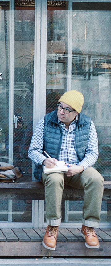 Soft Gingham Check(black white)シャツの着用3